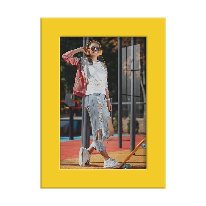 Renditions Gallery 4x6 inch Picture Frame High-end Modern Style, Made of Solid Wood and High Definition Glass Ready for Wall and Tabletop Photo Display, Yellow Frame - Image 1